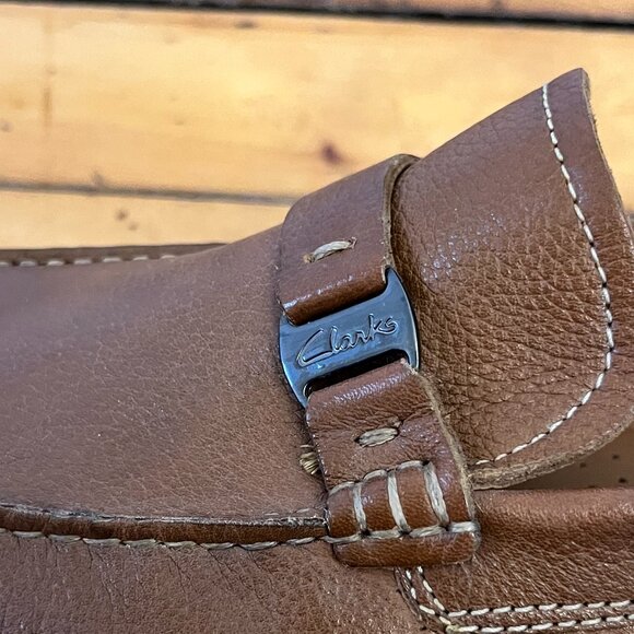 NWOT Clarks Davont Saddle Brown Leather Loafers, Size US 10.5 - Picture 4 of 9